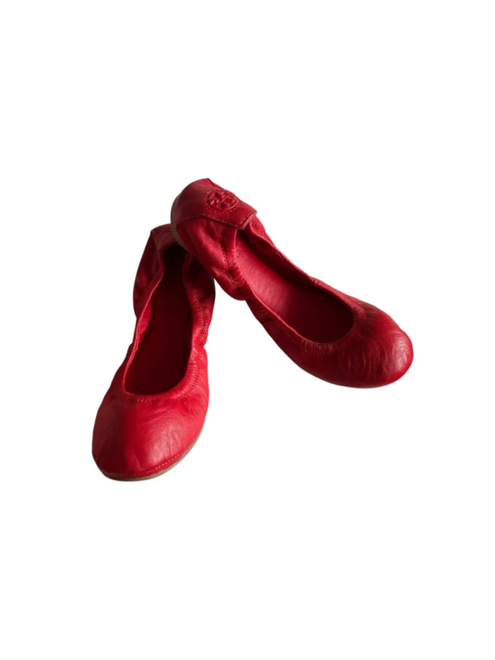 Tory Burch Cherry Red Leather Edie Mestico Ballet Flats Size 5